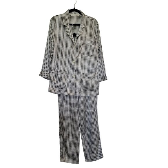 Vintage Victorias Secret Pajama Set Womens Small Y2K Houndstooth Print Satin - Picture 7 of 7